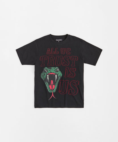 Reason Clothing Discount All We Trust Is Us Short Sleeve Tee - Black