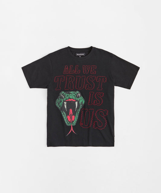 Reason Clothing Discount All We Trust Is Us Short Sleeve Tee - Black