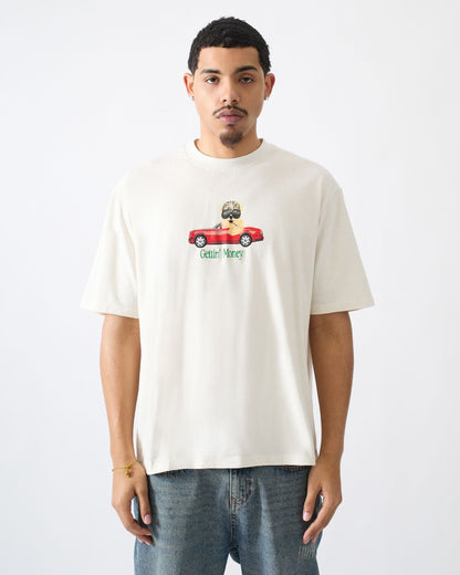 Reason Clothing Featured Cruisin Cub Embroidered Short Sleeve Tee - Cream