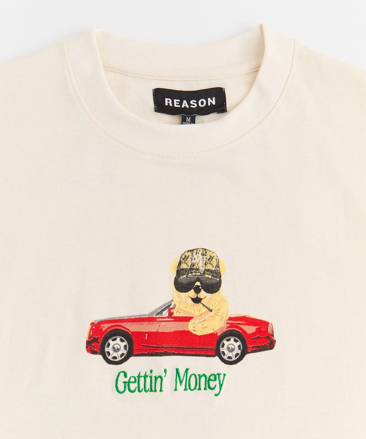 Reason Clothing Featured Cruisin Cub Embroidered Short Sleeve Tee - Cream