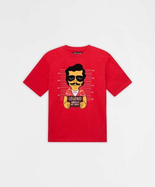 Reason Clothing Best Price Pablo Mugshot Heavy Terry Short Sleeve Tee - Red