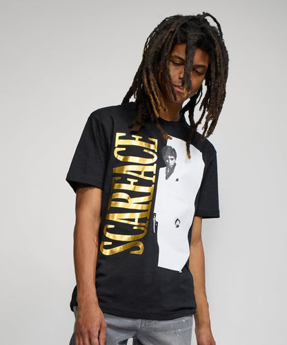 Reason Clothing Best Seller Scarface Gold Foil Short Sleeve Tee - Black