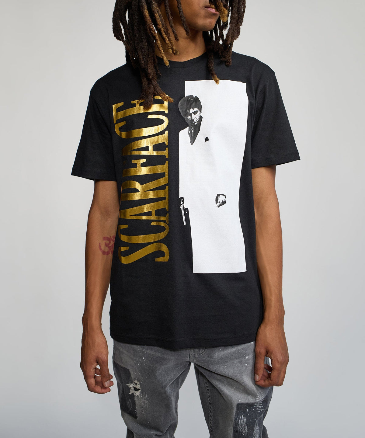 Reason Clothing Best Seller Scarface Gold Foil Short Sleeve Tee - Black