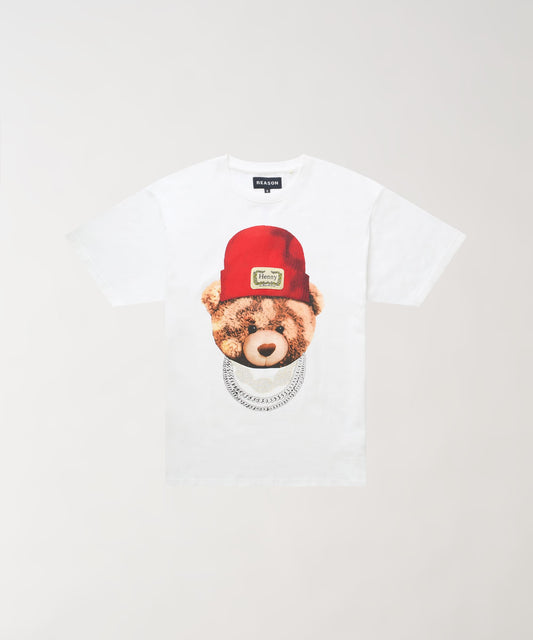 Reason Clothing Exclusive Henny Rhinestone Short Sleeve Tee - White