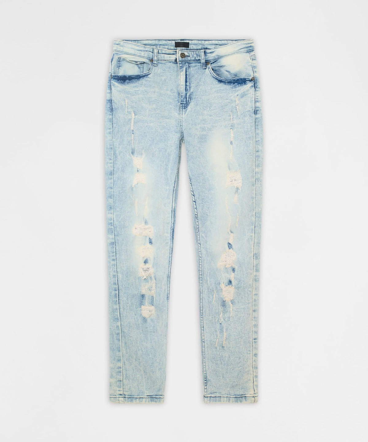 Reason Clothing Top Pick Distressed Rip and Frayed Denim - Light Blue