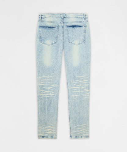 Reason Clothing Top Pick Distressed Rip and Frayed Denim - Light Blue