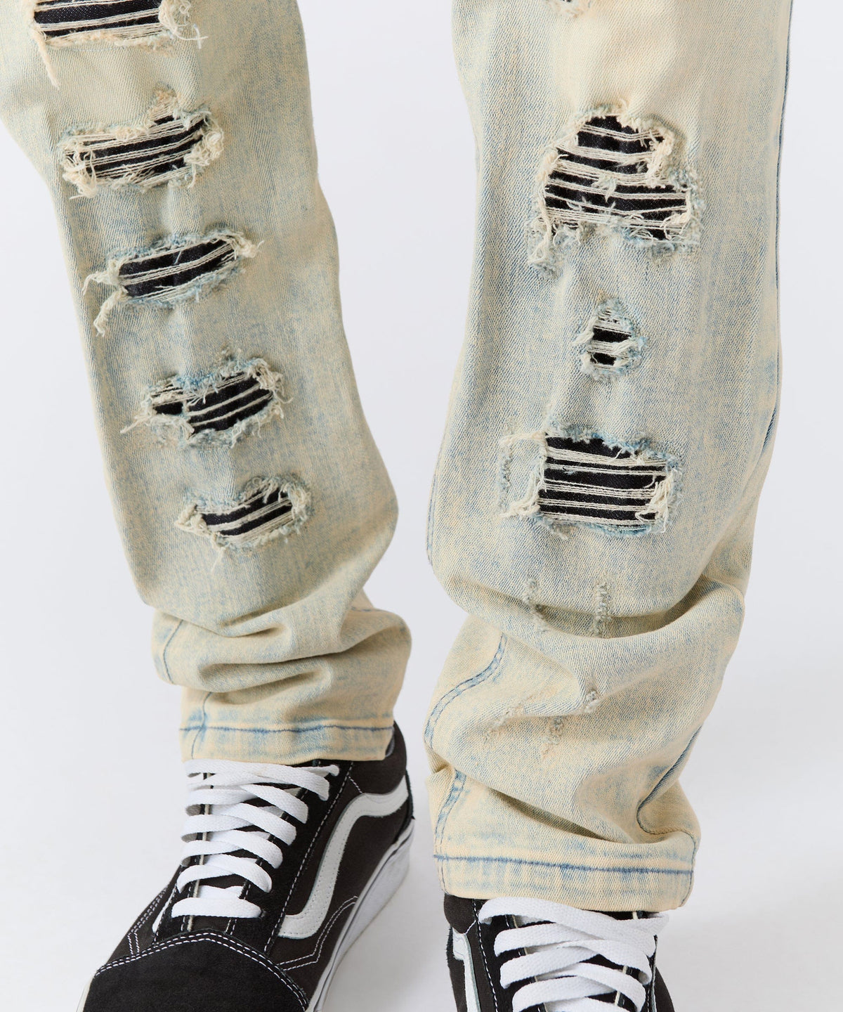 Reason Clothing Top Pick Distressed Rip and Frayed Denim - Light Blue