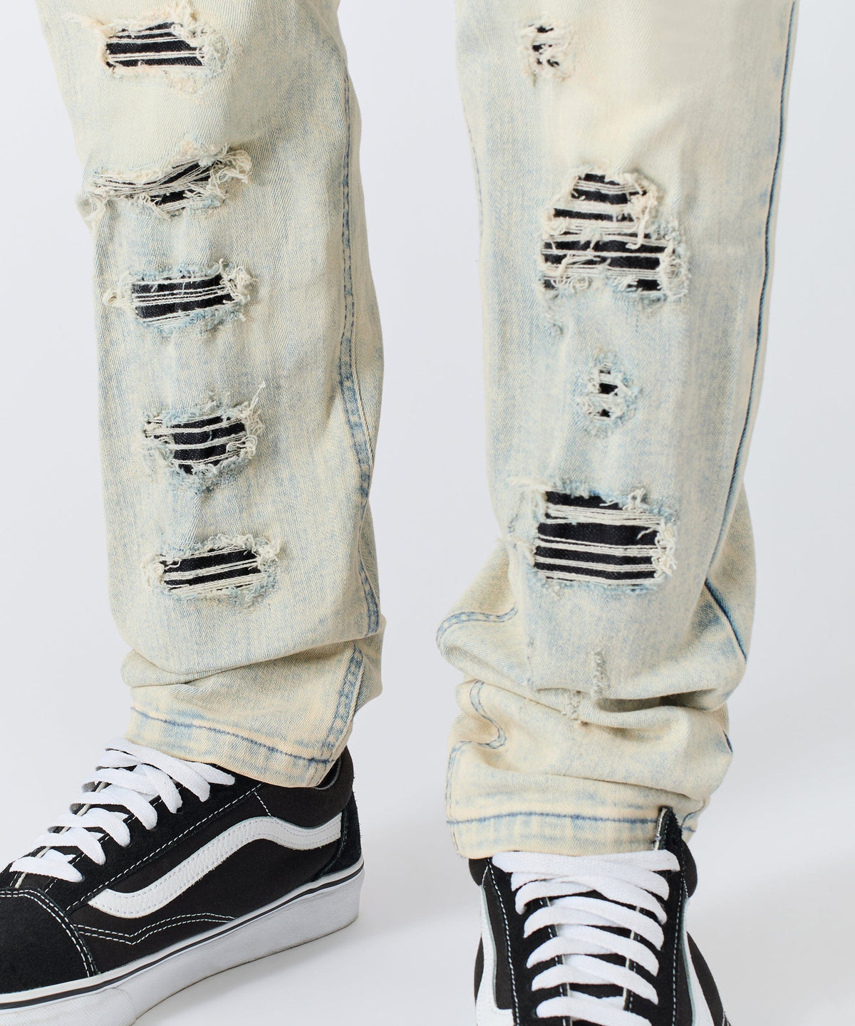 Reason Clothing Top Pick Distressed Rip and Frayed Denim - Light Blue