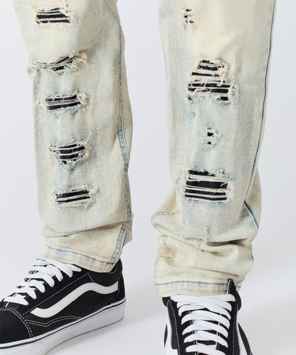 Reason Clothing Top Pick Distressed Rip and Frayed Denim - Light Blue