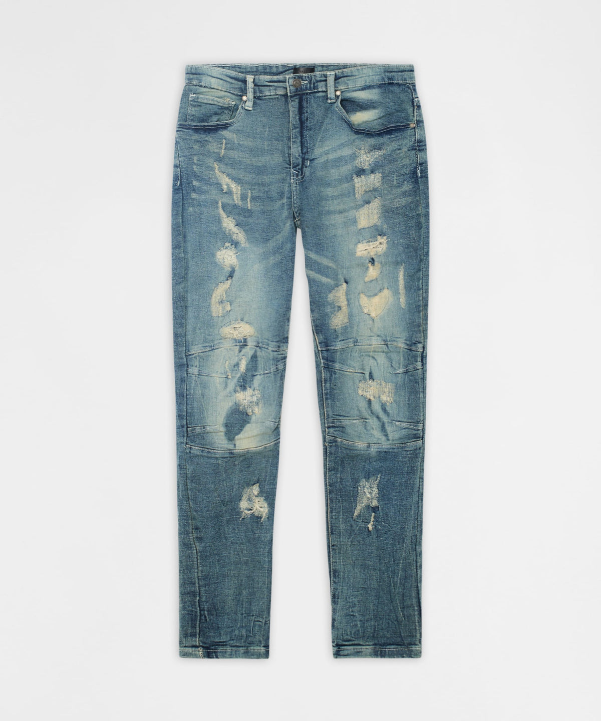 Reason Clothing Top Pick Road Rage Distressed Skinny Jeans - Light Blue