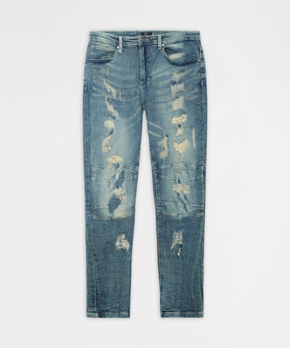 Reason Clothing Top Pick Road Rage Distressed Skinny Jeans - Light Blue