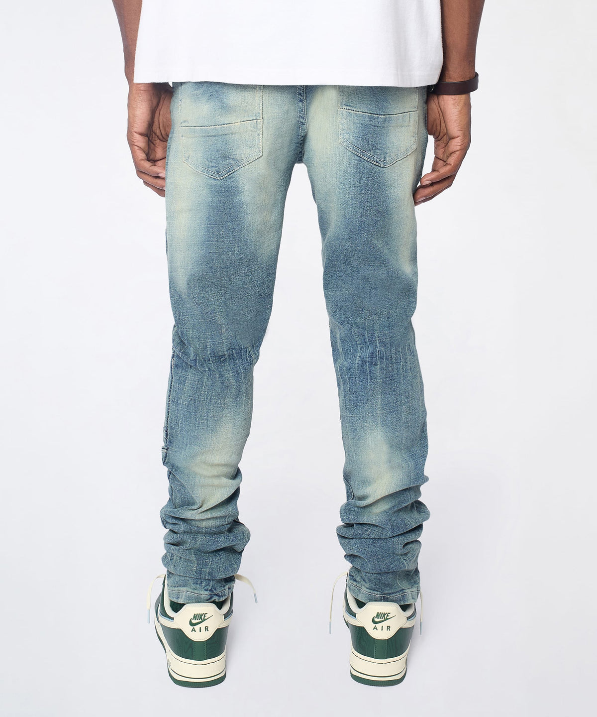 Reason Clothing Top Pick Road Rage Distressed Skinny Jeans - Light Blue