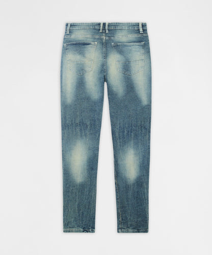 Reason Clothing Top Pick Road Rage Distressed Skinny Jeans - Light Blue