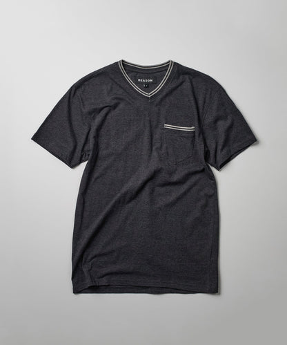 Reason Clothing Value Pocket Stripe Contrast V-Neck Tee