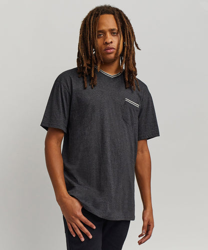 Reason Clothing Value Pocket Stripe Contrast V-Neck Tee