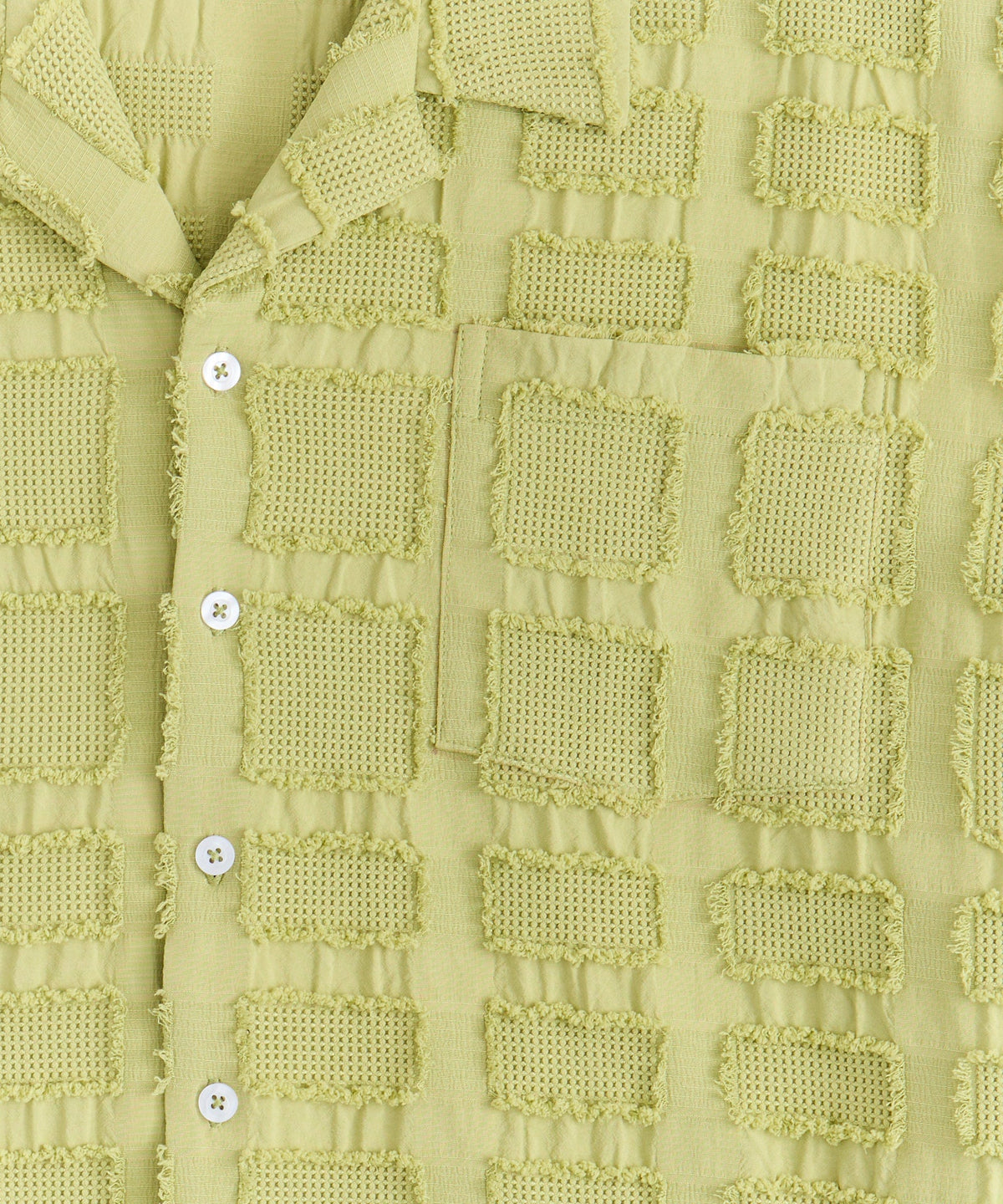 Reason Clothing Special Offer Textured Blocks Button Down Shirt - Olive Green