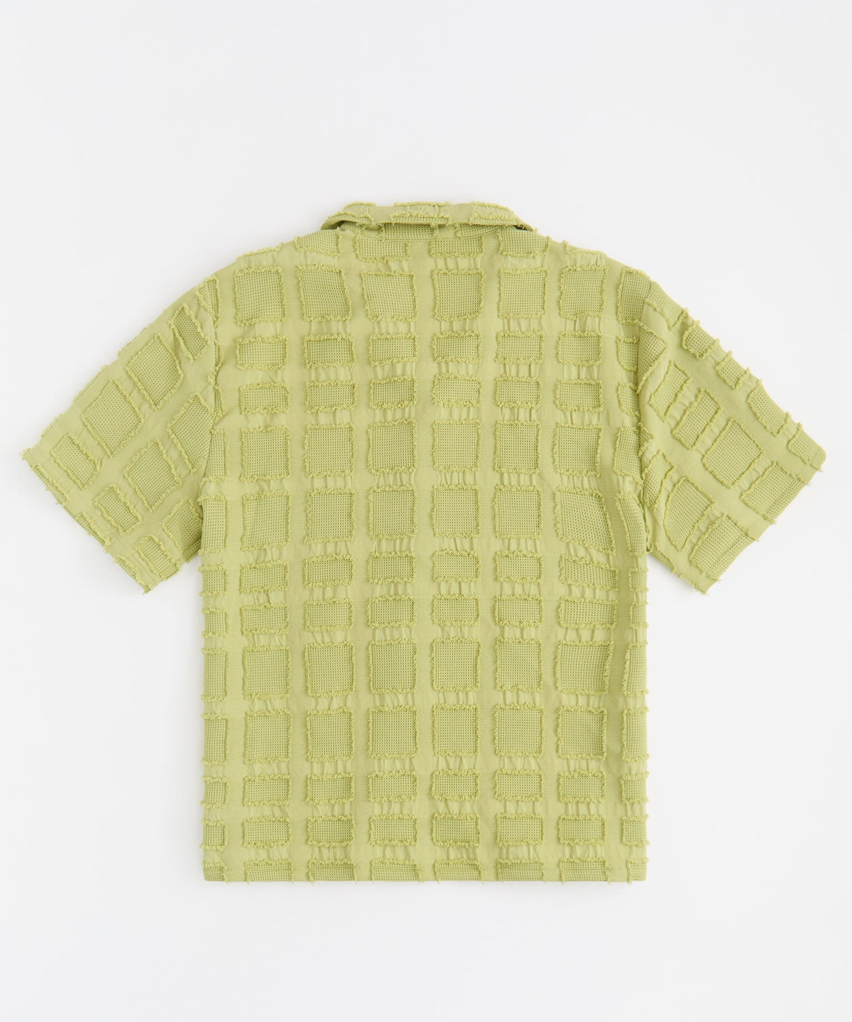 Reason Clothing Special Offer Textured Blocks Button Down Shirt - Olive Green