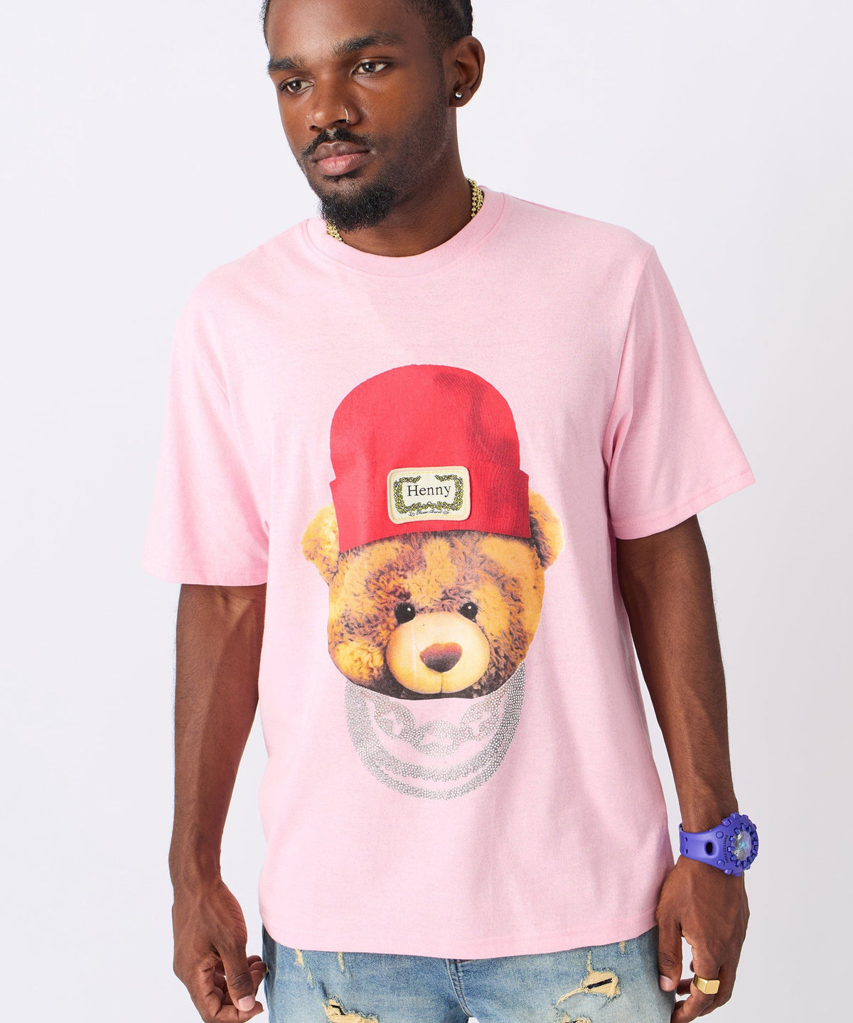 Reason Clothing Classic Rhinestone Tee - Pink