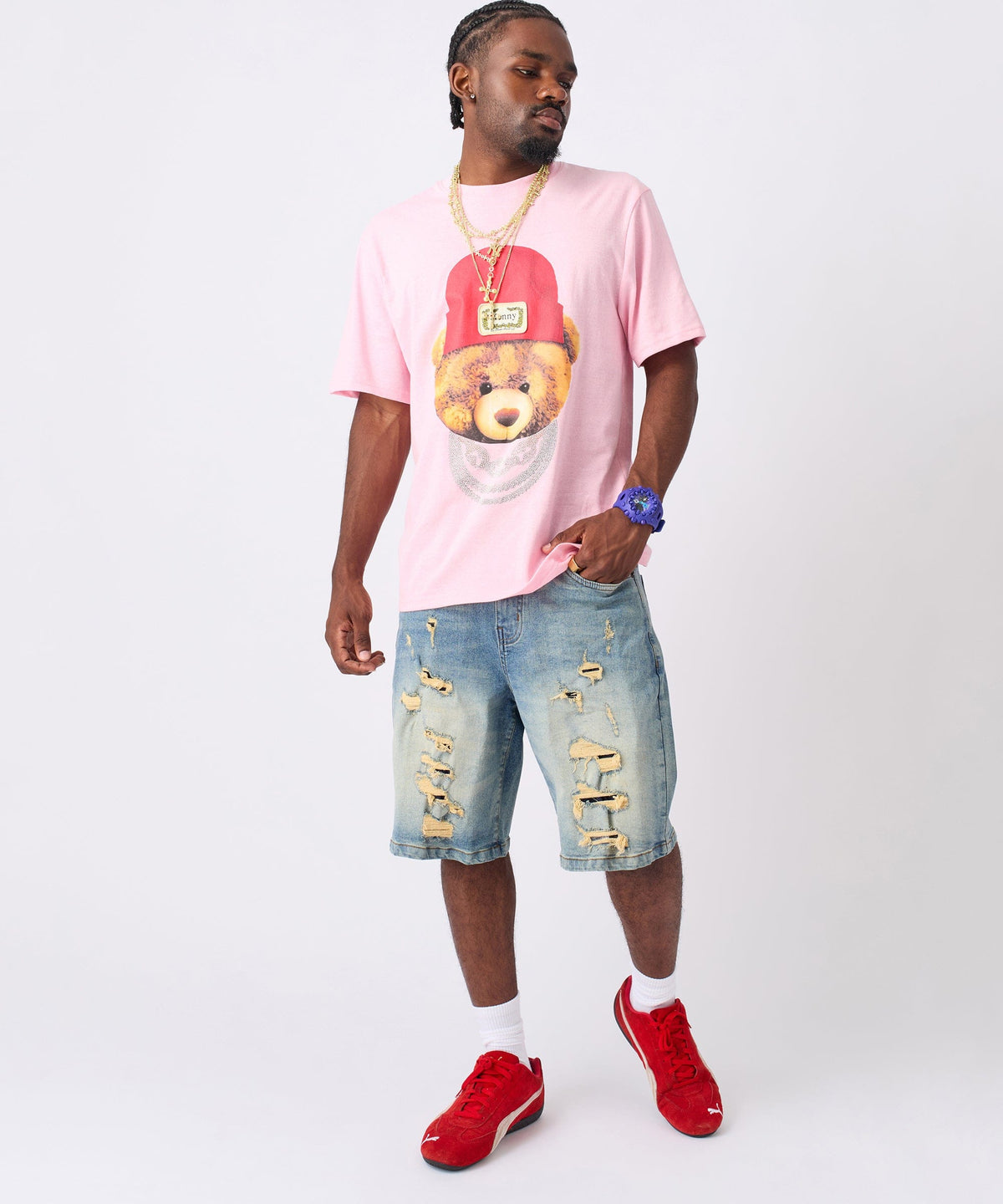 Reason Clothing Classic Rhinestone Tee - Pink