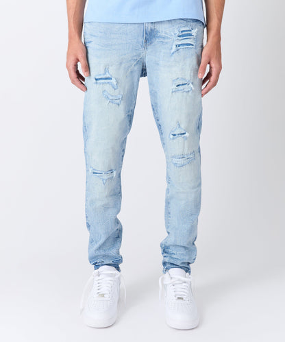 Reason Clothing Special Offer Coastal Ripped Skinny Jeans - Light Blue