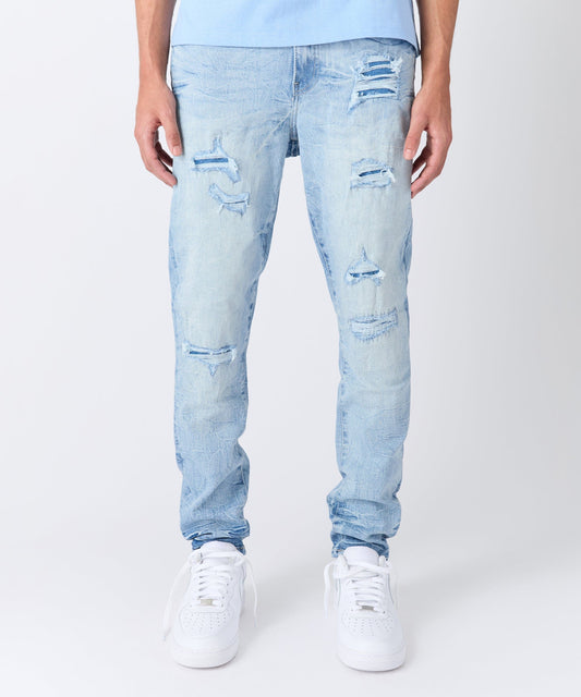 Reason Clothing Special Offer Coastal Ripped Skinny Jeans - Light Blue
