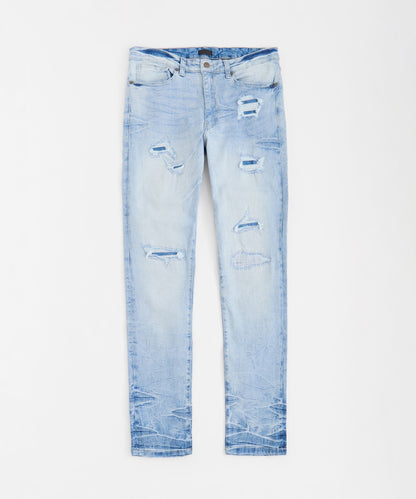 Reason Clothing Special Offer Coastal Ripped Skinny Jeans - Light Blue