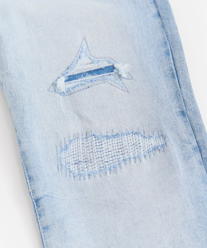 Reason Clothing Special Offer Coastal Ripped Skinny Jeans - Light Blue
