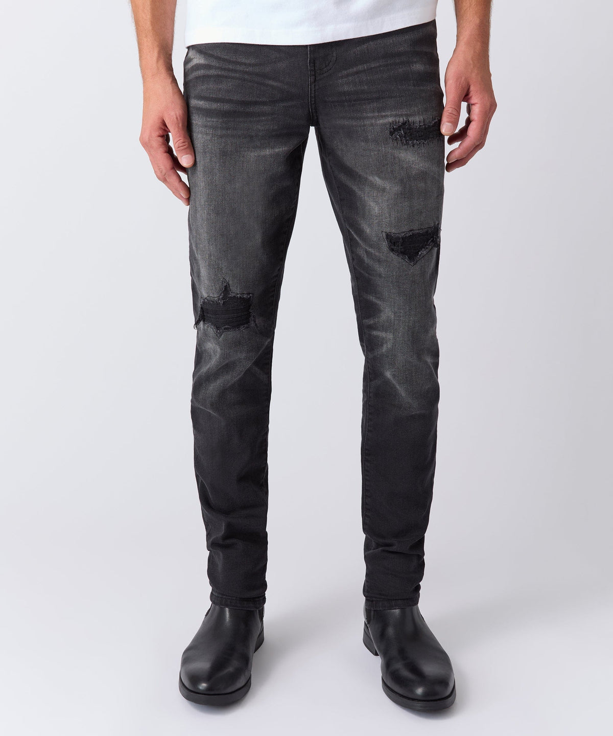 Reason Clothing Value Shadow Wash Distressed Skinny Jean - Black