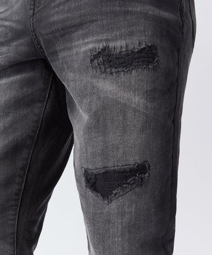 Reason Clothing Value Shadow Wash Distressed Skinny Jean - Black