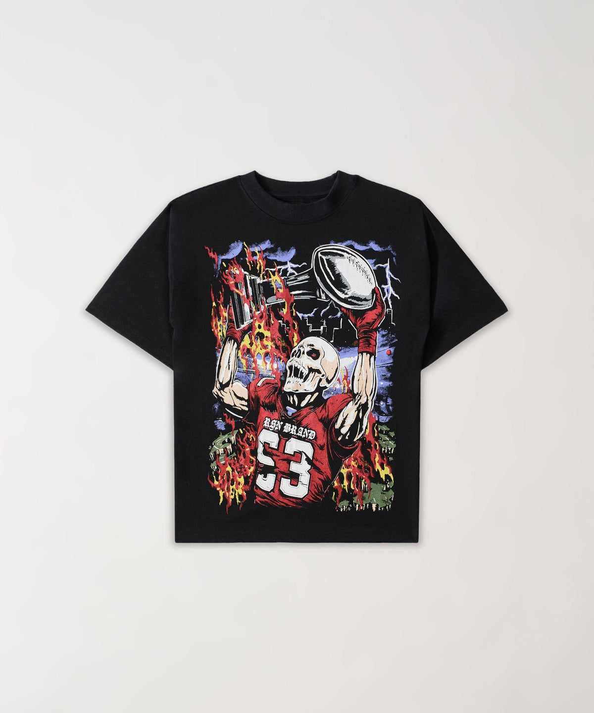 Reason Clothing Sale Touchdown Front And Back Print Short Sleeve Tee - Black