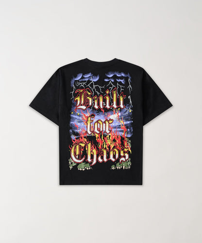 Reason Clothing Sale Touchdown Front And Back Print Short Sleeve Tee - Black