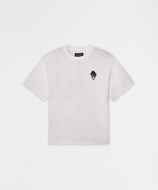 Reason Clothing Top Pick Chest Hit Embroidered Short Sleeve Tee - White