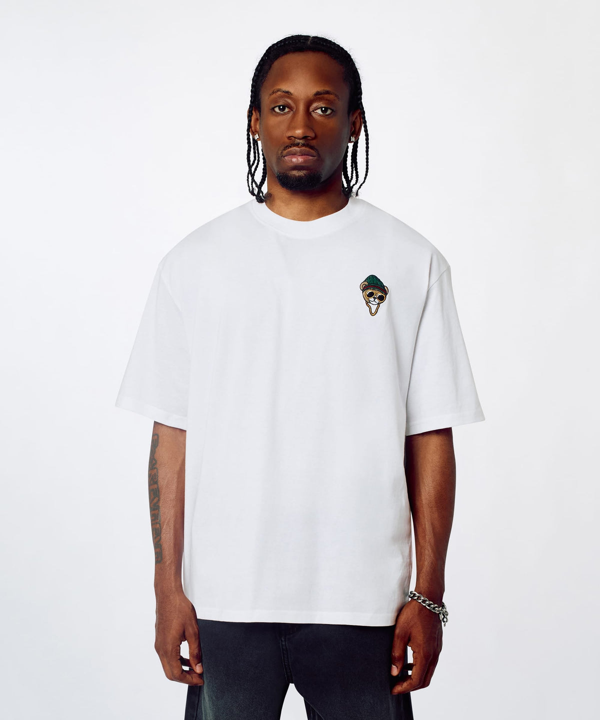 Reason Clothing Top Pick Chest Hit Embroidered Short Sleeve Tee - White