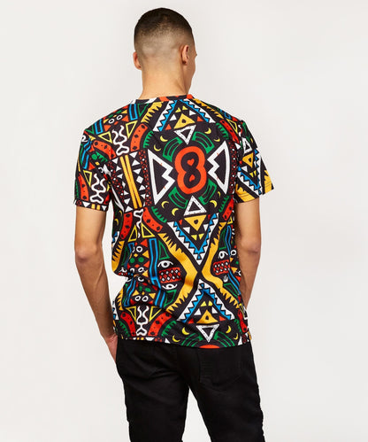 Reason Clothing Trusted Emblem Allover Geometric Print Graphic Tee
