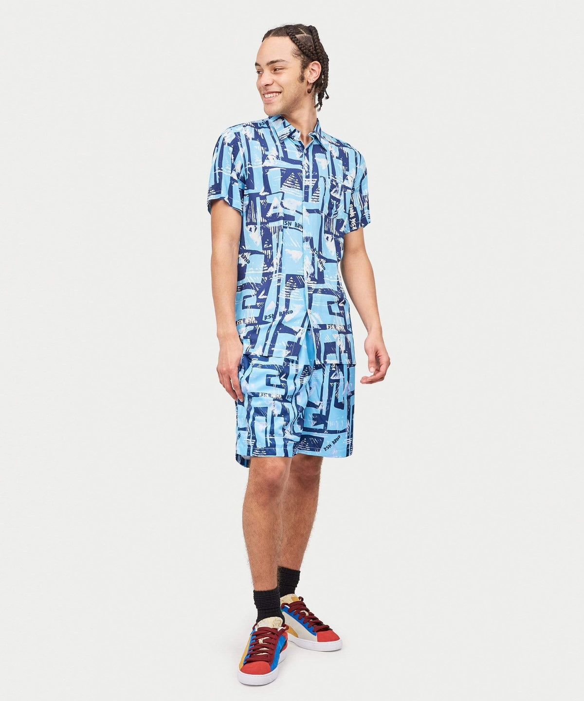 Reason Clothing Hot Sale Aqua Shirt Shorts Set