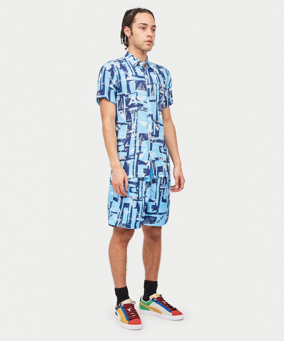 Reason Clothing Hot Sale Aqua Shirt Shorts Set