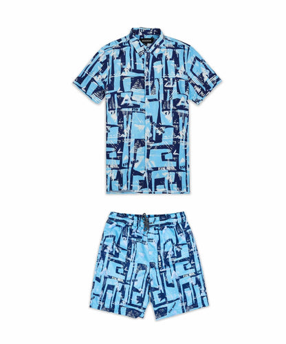 Reason Clothing Hot Sale Aqua Shirt Shorts Set