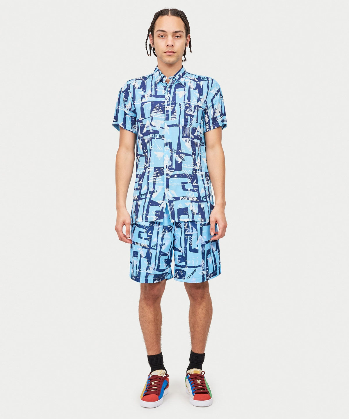 Reason Clothing Hot Sale Aqua Shirt Shorts Set