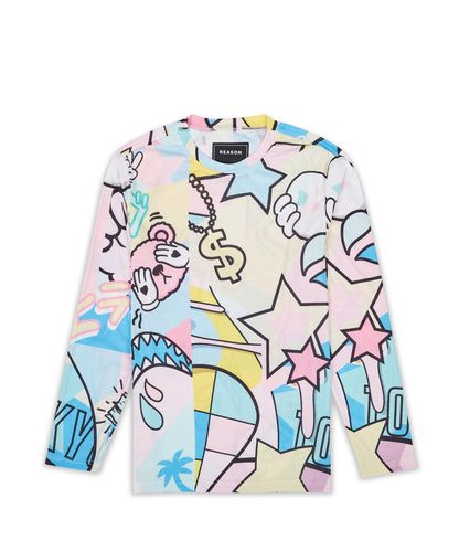 Reason Clothing Special Offer Cartoon Print Long Sleeve Tee