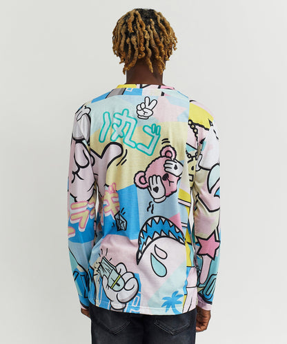 Reason Clothing Special Offer Cartoon Print Long Sleeve Tee