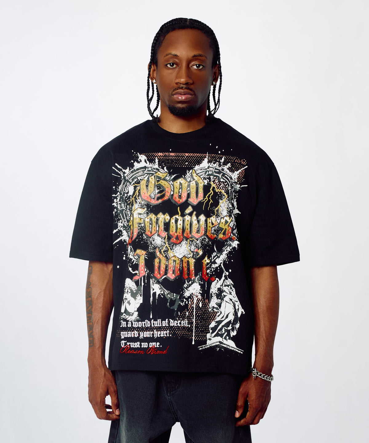 Reason Clothing Best Price Forgives Embroidered Tee - Black
