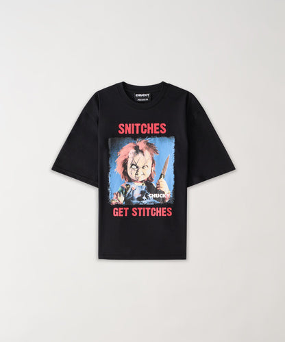 Reason Clothing Recommended Chucky "Snitches Get Stitches" Tee - Black