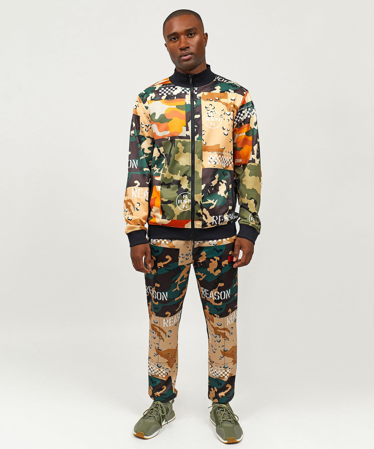 Reason Clothing Recommended Multi Allover Camo Mixed Print Track Set