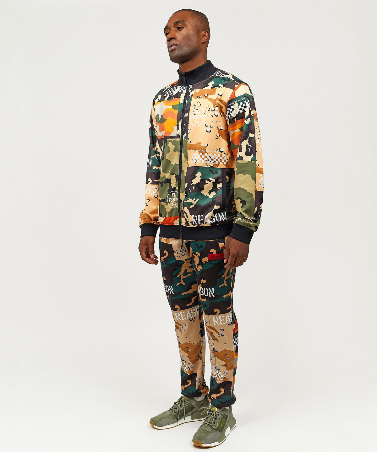 Reason Clothing Recommended Multi Allover Camo Mixed Print Track Set