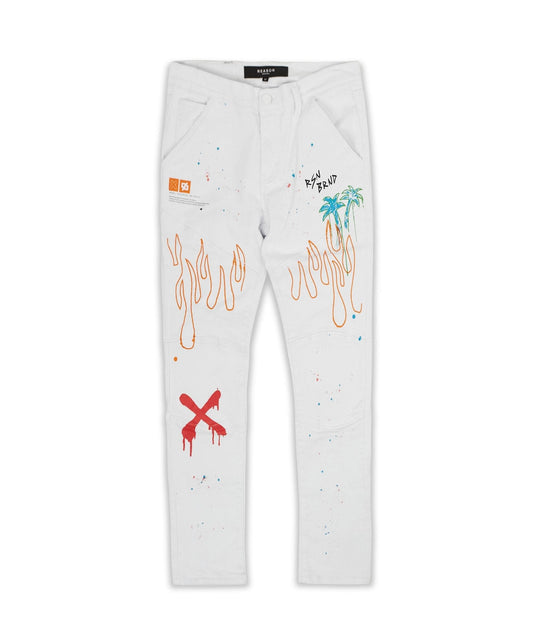 Reason Clothing Quality Beach Rider Jeans - White