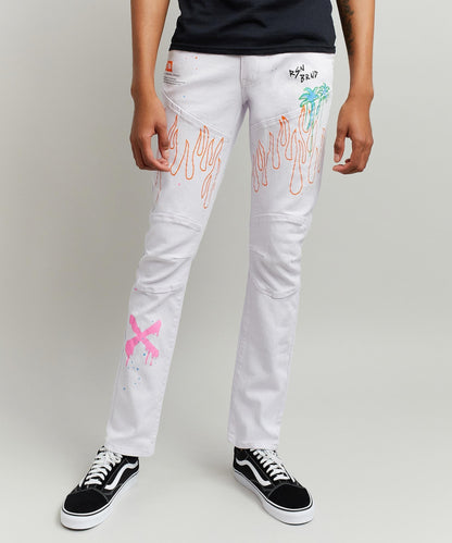 Reason Clothing Quality Beach Rider Jeans - White