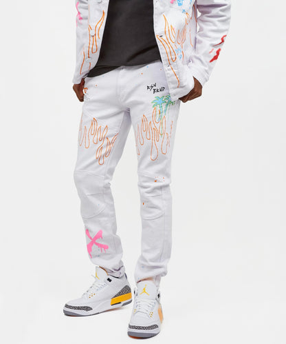 Reason Clothing Quality Beach Rider Jeans - White