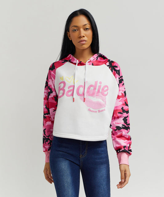 Reason Clothing Customer Favorite Baddie Camo Crop Hoodie