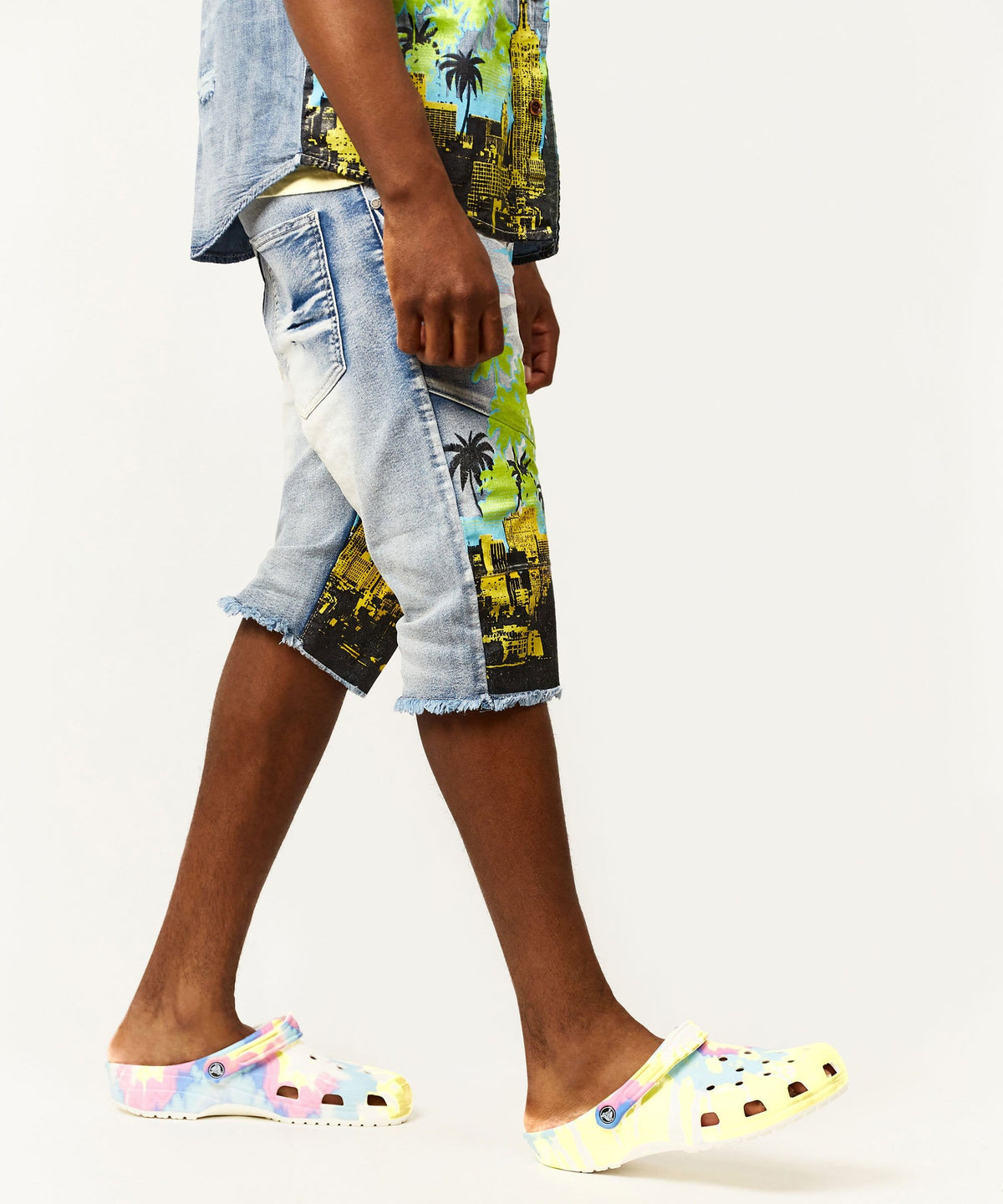 Reason Clothing Discount Wavy Denim Shorts