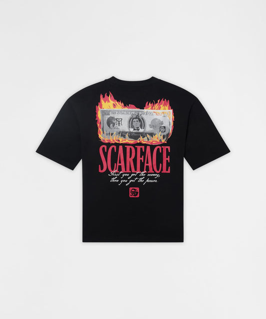 Reason Clothing Trusted Plus SIze Scarface Fire Short Sleeve Tee - Black
